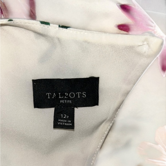 Talbots Petite Sateen Fit & Flare Dress Floral Meadow Halter Sleeveless 12P - Picture 15 of 16